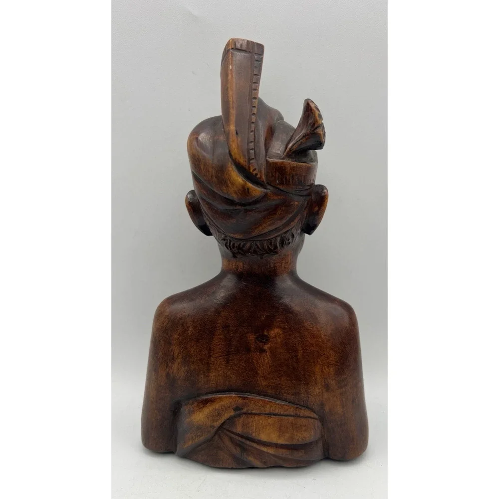 Hand Carved Wooden Bust Sculpture Asian Balinese Tribal Figurine Statue Art